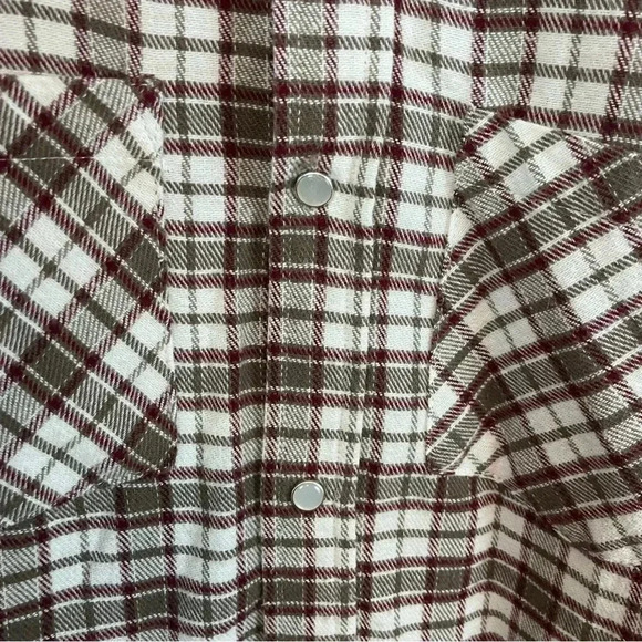 VTG Brown Plaid Men’s M Flannel Shirt Pearl Snap Western Yellowstone Gorpcore - Picture 4 of 6